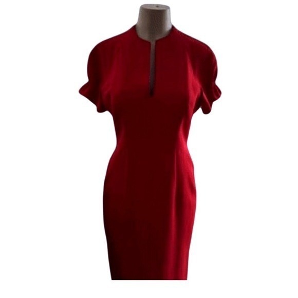 NWT Black Halo Red Sheath Dress, Made in Los Angeles Structured Cocktail or Work - Picture 8 of 9